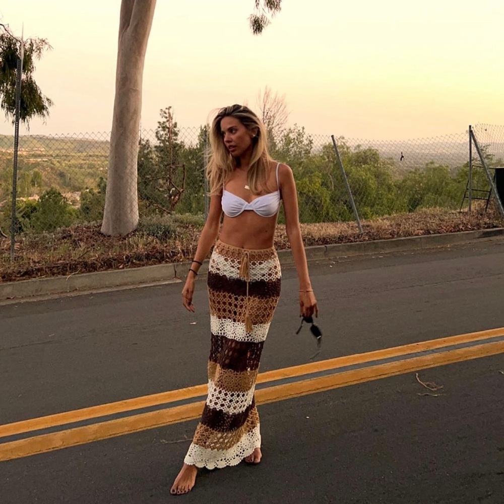 white fox crochet maxi skirt